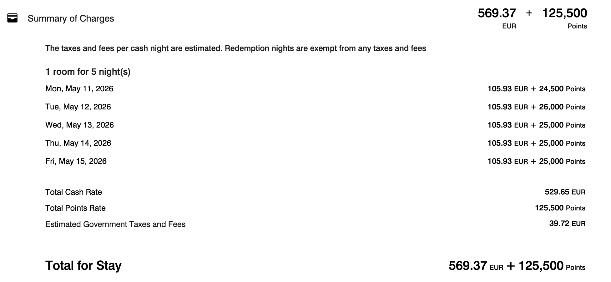Cash and Points booking with no free night