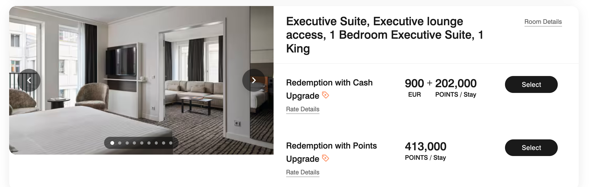 Executive Suite redemption with upgrade options