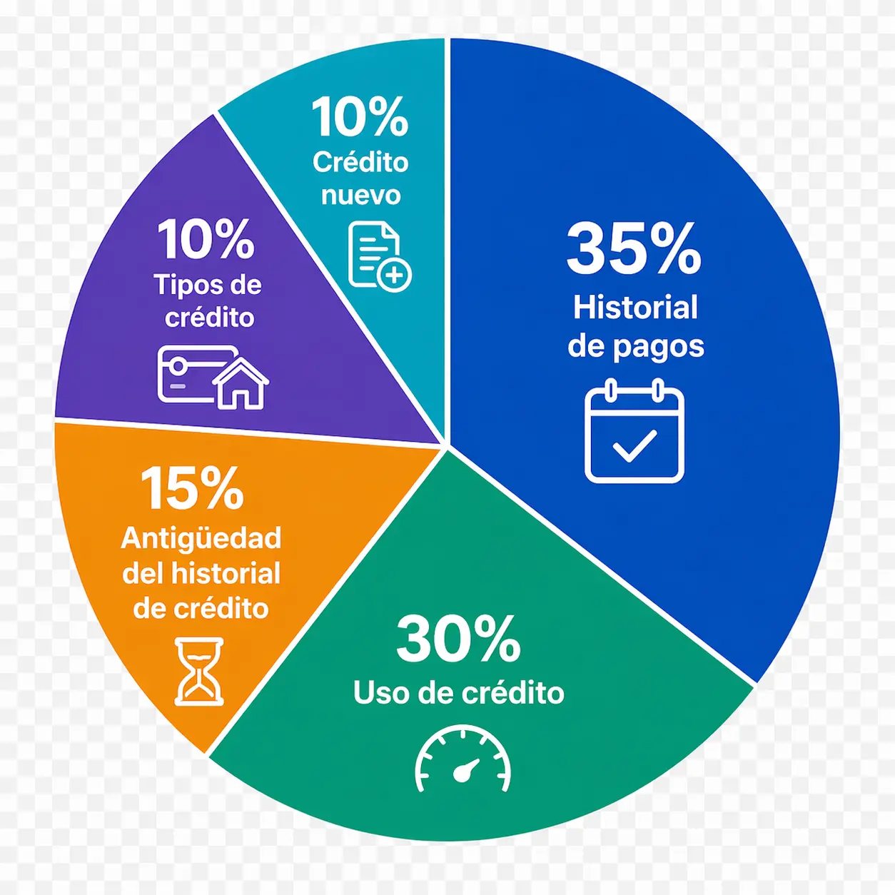 Gráfico de factores que componen el puntaje FICO